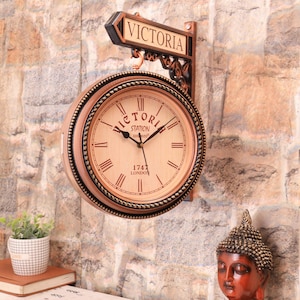 Vinatge Plastic Dual Side Victoria Station Wall Clock Vintage Style Large Numerals Quartz Movement Platform Railway Clock Home Decor