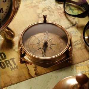 Brass Nautical Six Corner Compass Handmade Gift Antique Brass Pocket Compass Vintage Brass Compass Nautical Navigational Compass