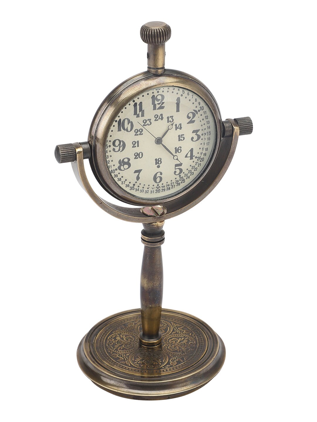 Brass Nautical Antique Pole Stand Victoria Table Clock With Stand Desk ...