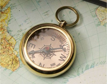 Nautical Antique Brass Finish Vintage Maritime Direction Map Style Gift Pocket Compass Showpiece