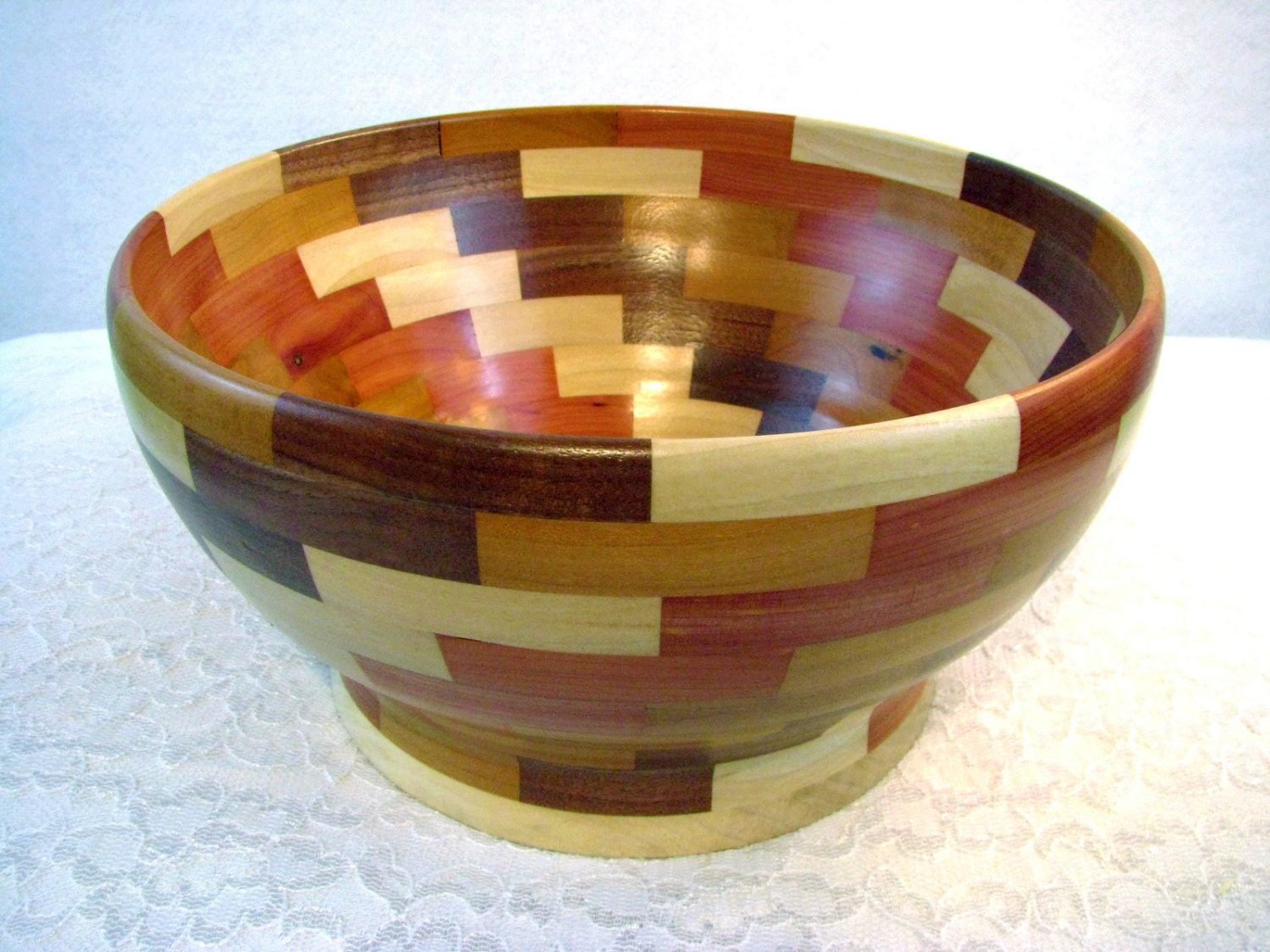 Beautiful Large Wood Bowl, Segmented Wooden Bowl, Housewarming Gift