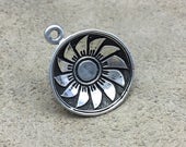 Feather Bowl Sterling Silver Charm - Feather Pendant - Native American Indian Pottery Charm - Southwest Jewelry- 3D - Santa Fe - Bowl