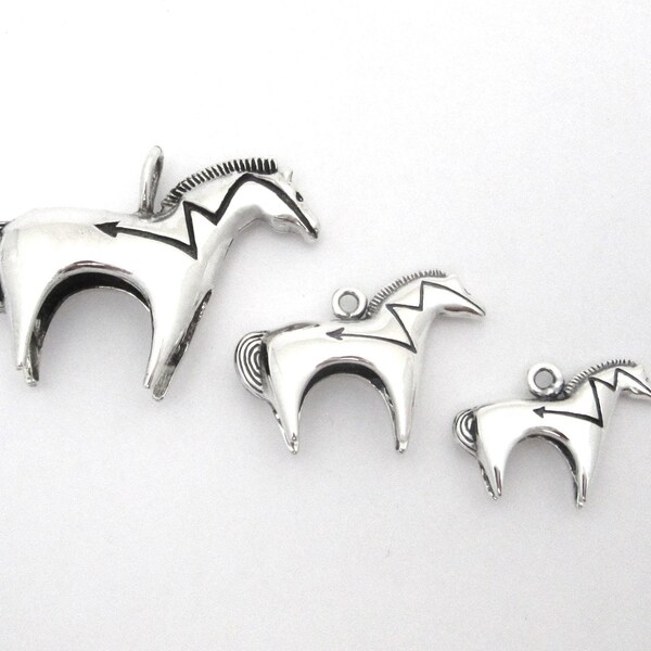Warhorse w/ Heartline Sterling Silver - Silver Horse charm/pendant - Warrior Strong - Western - Heartline - Animal Jewelry - Southwest