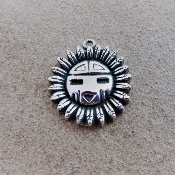 Sun Kachina Mask Silver Charm - Hopi - Native American Indian Pendant - Kachina - Southwest - Tawa - Giver of Life - Strength - Abundance