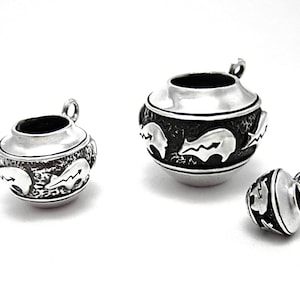 Heartline Bear Pottery Charm in Sterling Silver-Sterling Silver Bear Pot-Southwest Jewelry- Native American Pottery -Sterling Silver Charm