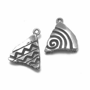 Pueblo Pottery Charm in Sterling Silver. Southwest Pot Sherd 3D Jewelry with 2 Pottery Patterns Perfect for Sterling Silver Charm Bracelets