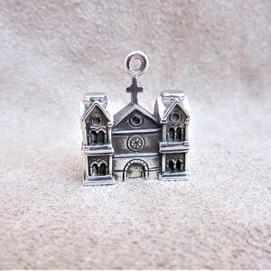 Cathedral Basilica of St. Francis of Assisi Sterling Silver Charm - Church Pendant Santa Fe - New Mexico - Faith - Worship - Cathedral Charm