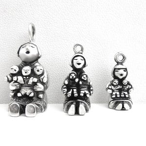 Pueblo Storyteller Pottery Charm in Sterling Silver- Mother's Day Gift- Mother & Child Charm -Sterling Silver Southwest Jewelry- Storyteller