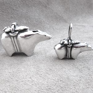 Fetish Bear Charm in Sterling Silver-Animal Bear Silver Pendant-Zuni Pueblo Fetish Carvings-Sterling Silver Southwest Jewelry-Animal Charm