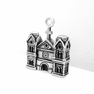 Cathedral Basilica of St. Francis of Assisi Sterling Silver Charm - Sterling Silver Cathedral Charm built by Bishop Lamy in Santa Fe, NM
