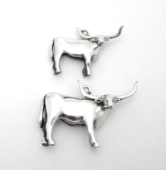 Western Longhorn Steer Head Charm Sterling Silver Western Longhorn Steer Head Charm Sterling Silver