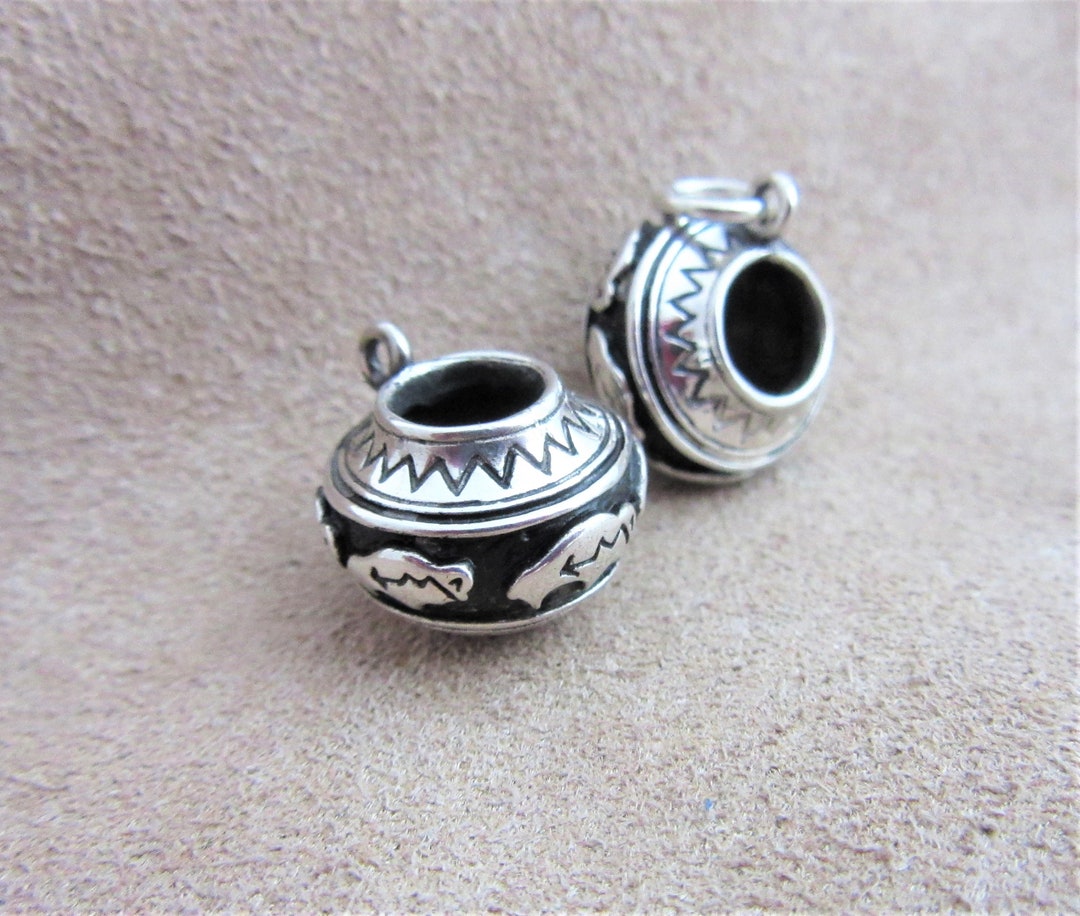 Bison Pottery Charm Native American Pottery Sterling Silver Charm