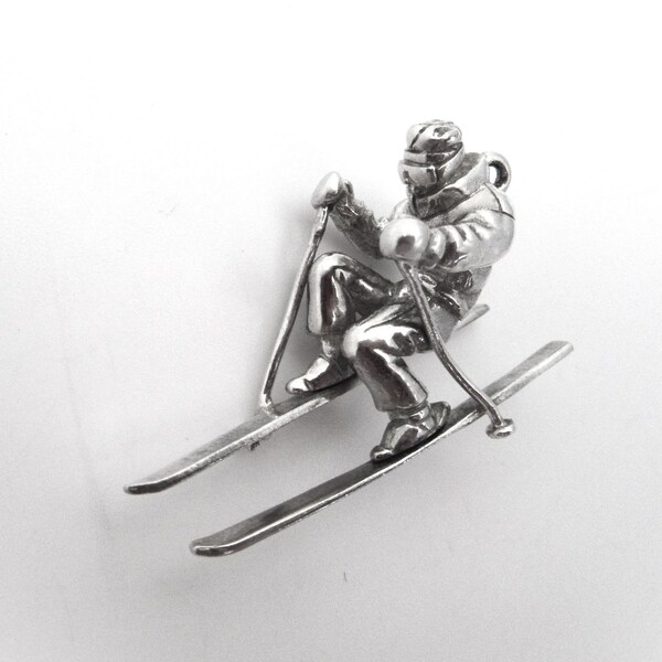 Downhill Skier Charm/Pendant in Sterling Silver