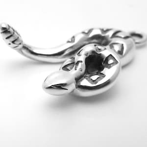 Snake Charm/Pendant in Sterling Silver-Southwest Sterling Silver Jewelry-Sterling Silver Rattle Snake Reptile/Animal Charm-Underworld Spirit