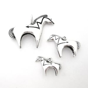 Warhorse w/ Heartline Sterling Silver Charm/Pendant - Warrior Strong Heartline Horse Charm -Animal Jewelry - Silver Southwest Animal Jewelry