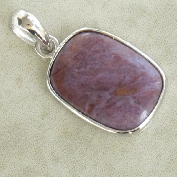 Purple Jade Pendant - Turkish Lavender Jadeite Pendant - Simple Rectangle Cushion - Natural Stone Sterling Silver - Item 802