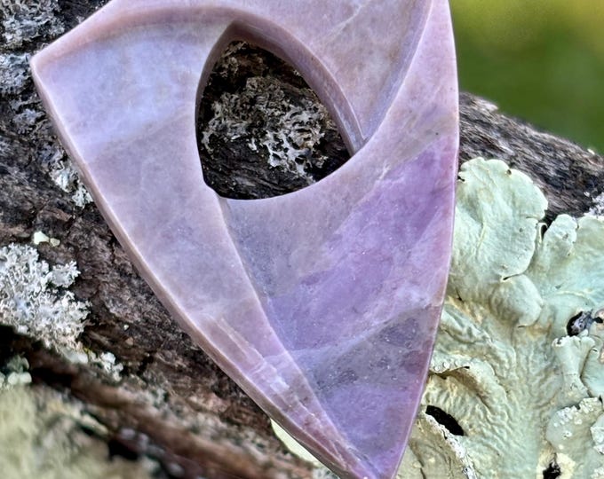 Purple Jade Pendant - Knot Shield - Carved Lavender gemstone - Natural Carved Turkish Jadeite Stone - Undyed Untreated - Item 808l