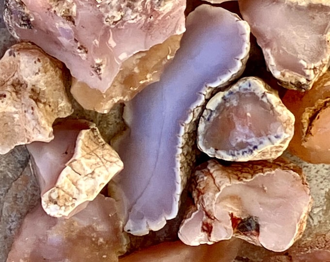 LOT Rough Pink Chalcedony from Turkey, Reiki Healing - Rocks for Cabbing or Tumbling Tumbler - Bulk Raw Spiritual Stone - Item 3XXD