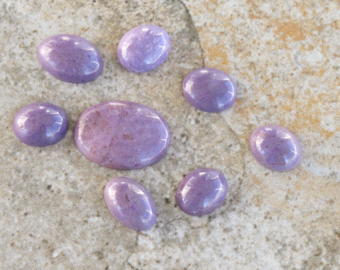 CLEARANCE LOT Genuine Purple Jade Cabochons - Oval - Sizes vary - High grade Natural Stone GRADE B - Undyed Lavender Jadeite - Item 452