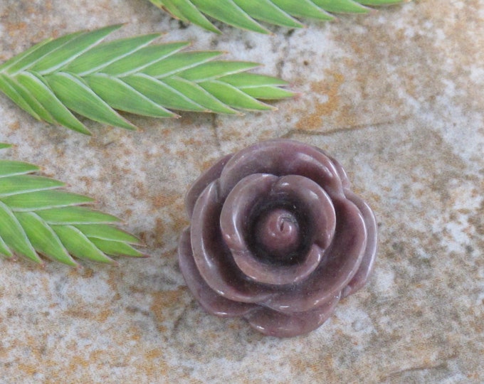 Medium Rose Flower Turkish Purple Jade Pendant Bead - Natural Carved Lavender Jadeite Gemstone  - Floral - Item 599B