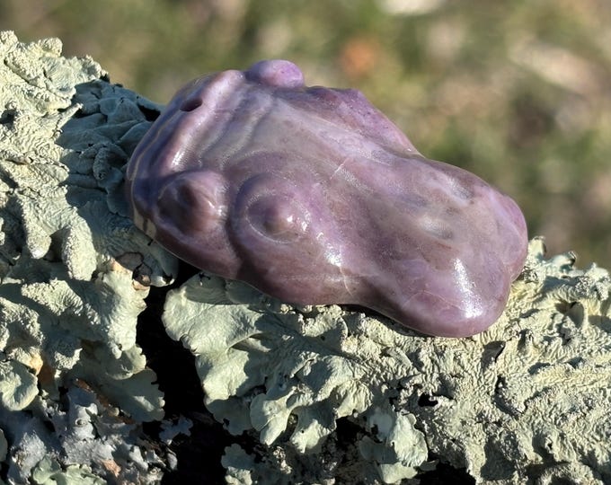 SALE Hippo shaped Turkish Purple Jade Pendant - IMPERFECT - Natural Stone Jadeite - Item 516