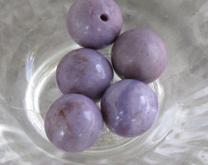 Sample - Large 9 mm Round Turkish Purple Jade Beads - Natural Stone Beads - AKA Lavender Jadeite - Item 412