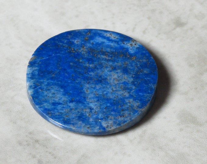 36 mm Lapis Lazuli Large Circle Coin Pendant Bead - Natural Stone Beads - Brilliant Royal Blue - Item 453