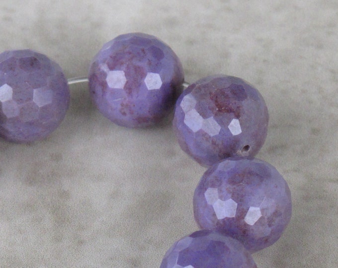 SAMPLE 2 High grade Purple Jade Beads - Large 12 mm Facetted Round - Natural Stone Bead - Lavender Jadeite - Turkish Jade - Item 872