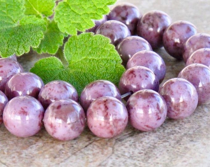 Large Purple Jade Beads - Natural Stone Beads - 10 mm Round - Turkish Jade - Item 201m