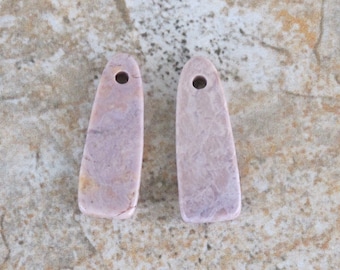 Purple Jade Earring Stones - Mottled Lavender Jade for Earrings - Tongue Pair - Natural Stone  - Undyed - Item 306