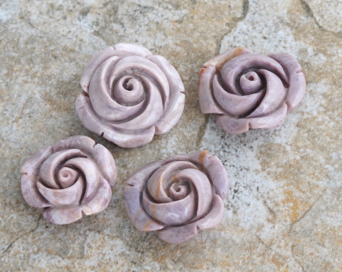 Medium Rose Flower Turkish Jade - Loose Gemstone - Natural Carved Lavender Jadeite Gemstone - Floral - Item 668
