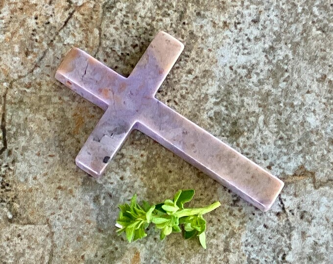 Turkish Purple Jade Pendant - Crucifix Pendant - Christian Cross - Lavender Natural Jadeite Gemstone  - Undyed Untreated - Item 739B