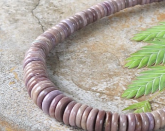 SALE Graduated Large Button Heishi Purple Jade Beads - Natural Stone Beads - Undyed - Lavender Jade - Item 236
