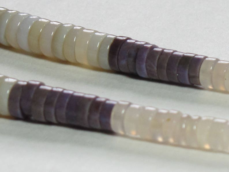 Natural Stone Beads Item 429 Undyed SALE Graduated Small Heishi Chalcedony and Purple Jade Beads