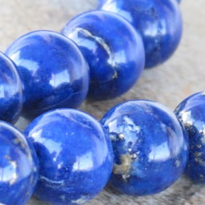 Lapis Lazuli Large Round Beads - Lot of 4 loose beads- Natural Stone Beads - Brilliant Royal Blue - Item 418
