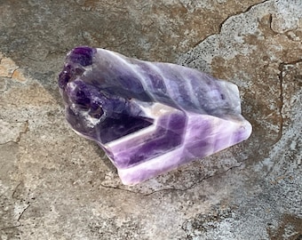 Large Rough Purple banded Fluorite Crystal, Reiki Healing Stone - Chakra Rough Raw Spiritual Stone - Item BBB