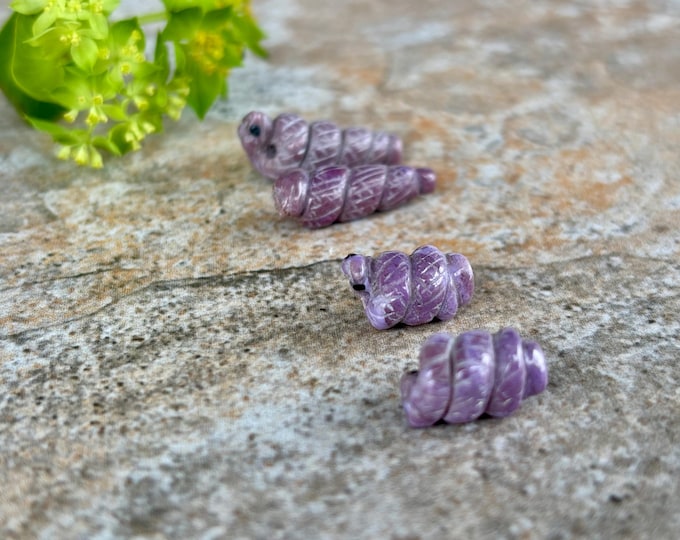 Small Coiled Snake Beads - Turkish Purple Jade Bead - Natural Stone  - Lavender Jadeite - Item 540a