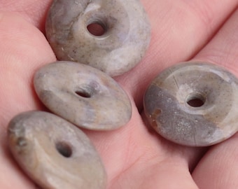 Extra Small Pi Pendant - Turkish Purple Jade - Taupe Jade Donut Pendant - Natural Stone  - Undyed - Item 241