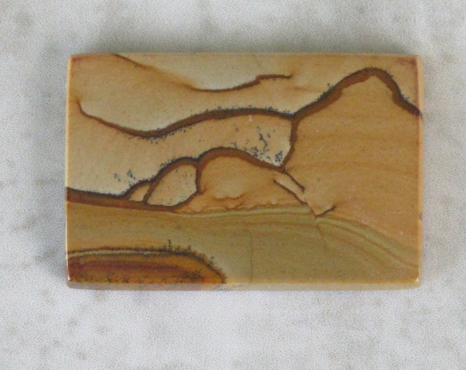 Picture Jasper Cabochon - Natural Brown Tan Beige Stone Cab  - Rectangle Large - Desert Sand - Loose gemstone - Item 689