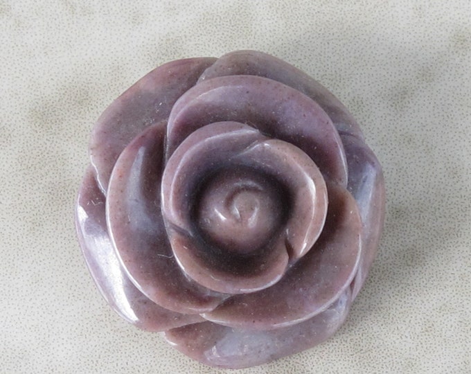 Small Rose Flower Turkish Purple Jade Pendant Bead - Natural Carved Lavender Jadeite Gemstone  - Floral - Item 765F