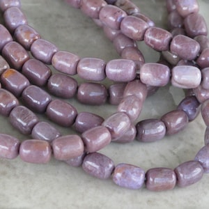 Small Barrel Turkish Purple Jade Beads - Natural Stone Beads - Undyed 8 mm x 6 mm - Lavender Jadeite - Item 203D