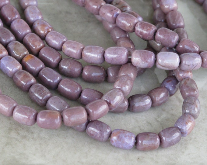 Small Barrel Turkish Purple Jade Beads - Natural Stone Beads - Undyed 8 mm x 6 mm - Lavender Jadeite - Item 203D