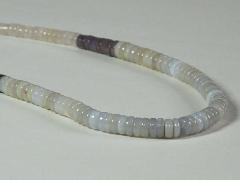 Natural Stone Beads Item 429 Undyed SALE Graduated Small Heishi Chalcedony and Purple Jade Beads