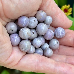 Sample - Large and Medium 8-10 mm Round Turkish Purple Jade Beads - Natural Stone Beads - AKA Lavender Jadeite - Item 408