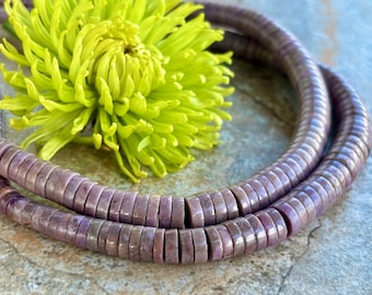 Graduated Large Heishi Purple Jade Beads - Natural Stone Beads - Undyed - Item 239