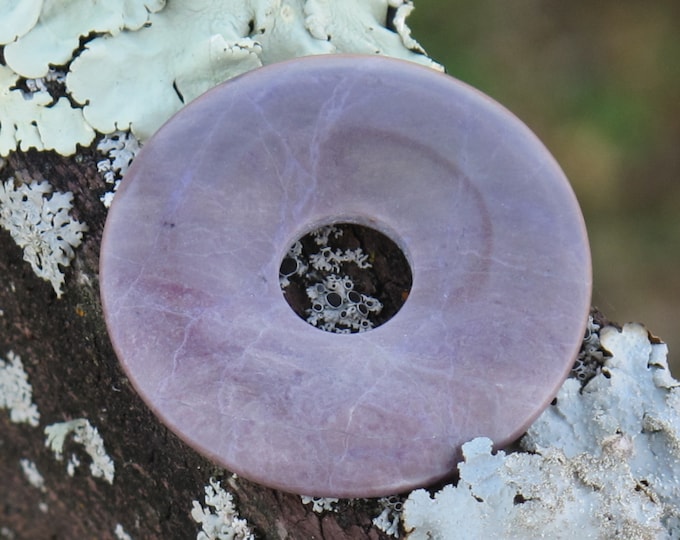Medium 30 mm Pi Pendant - Lavender - Taupe Jade Pendant - Natural Stone  - Undyed - Item 250