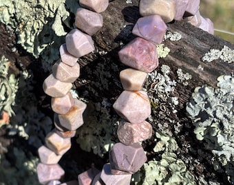Lot of 6 Freeform Geometric Nugget Facetted Turkish Purple Jade Beads - Natural Stone Beads - Lavender Purple Jadeite - Item 428