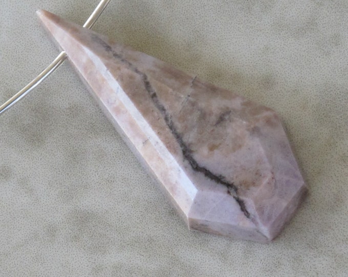 Focal Bead - Faceted Large Purple Jade Pendant - Gemstone - Kite Diamond Drop Geometric Shape - Turkish Natural Lavender Jadeite -  Item 885