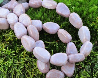Freeform Nugget Turkish Purple Jade Beads - Natural Stone Beads - Lavender and Purple Jadeite - Item 848