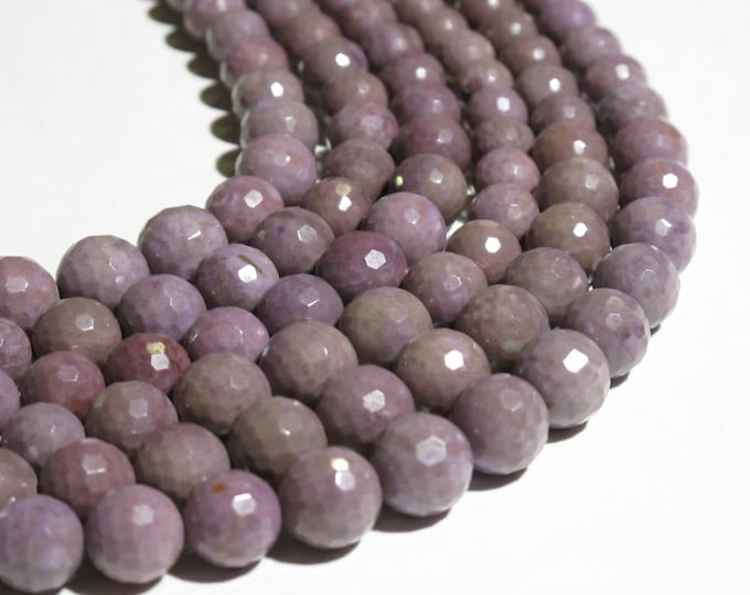 Facetted Purple Jade Beads - Natural Stone Beads - Round Graduated Strand - Undyed - Untreated - Natural Turkish Purple Jade - Item 211